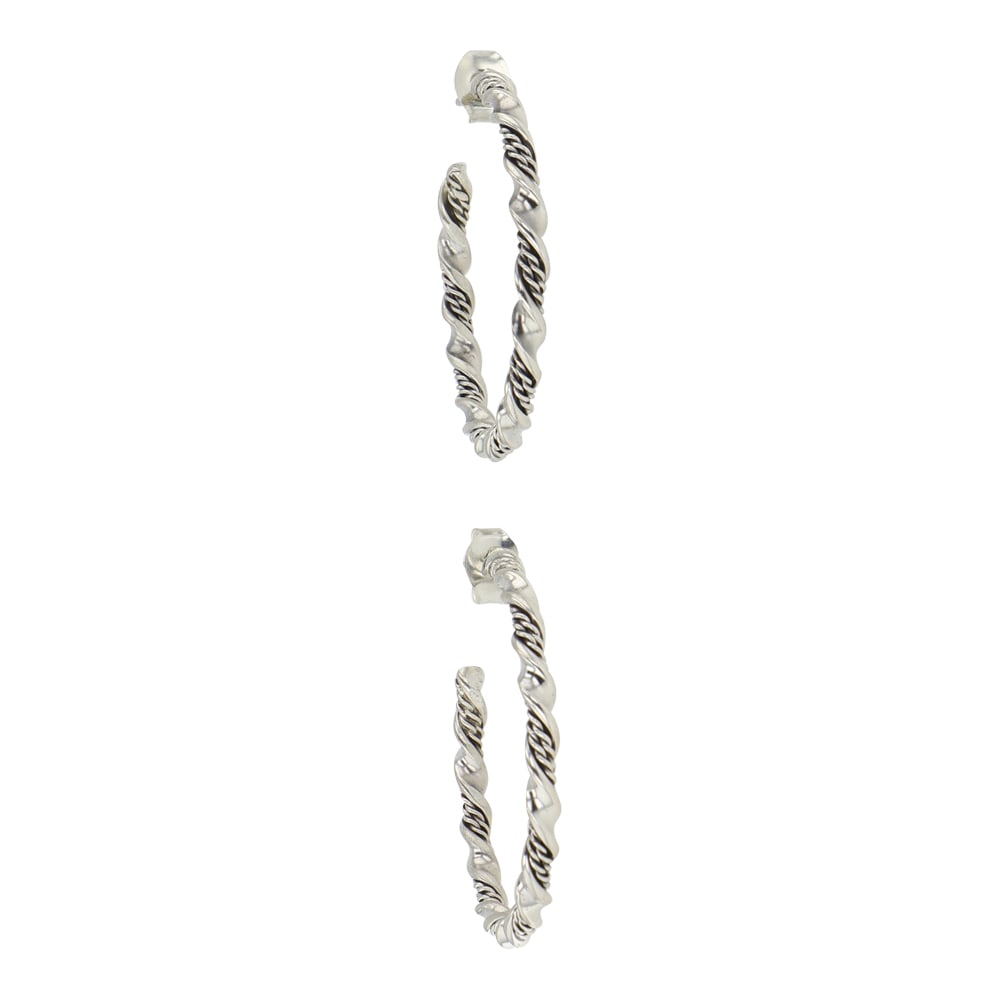 Navajo Twisted Wires Hoop Earrings: Sterling Silver | | Navajo Twisted Wires Hoop Earrings | Navajo Native American Southwest Indian Jewelry | Good (no breaks or damages) | Approximate Weight: 5 Grams | Earrings: 1.25" x .125" each |