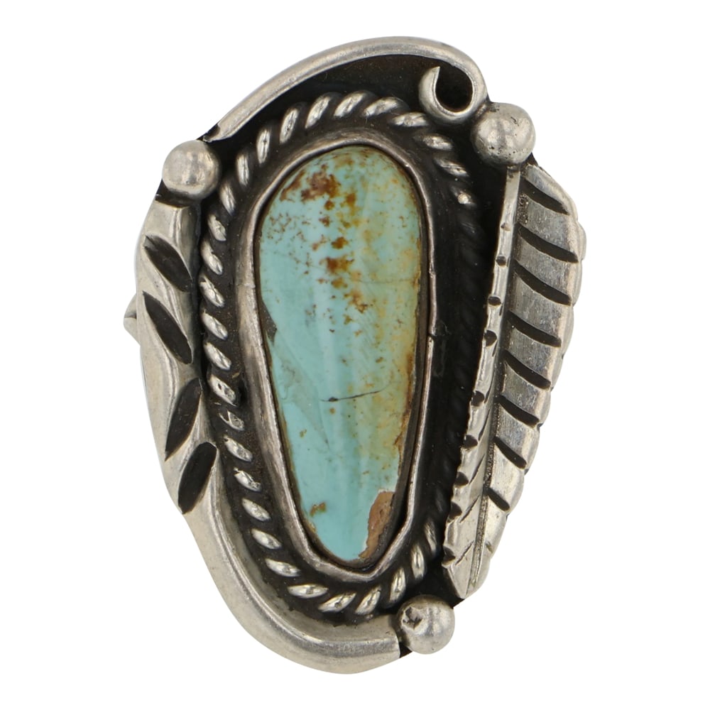 Vintage Navajo Royston Turquoise Ring: Sterling Silver | Genuine Royston Turquoise | Vintage Navajo Royston Turquoise Ring | Navajo Native American Southwest Indian Jewelry | Good (no breaks or damages) | Approximate Weight: 8 Grams | Ring