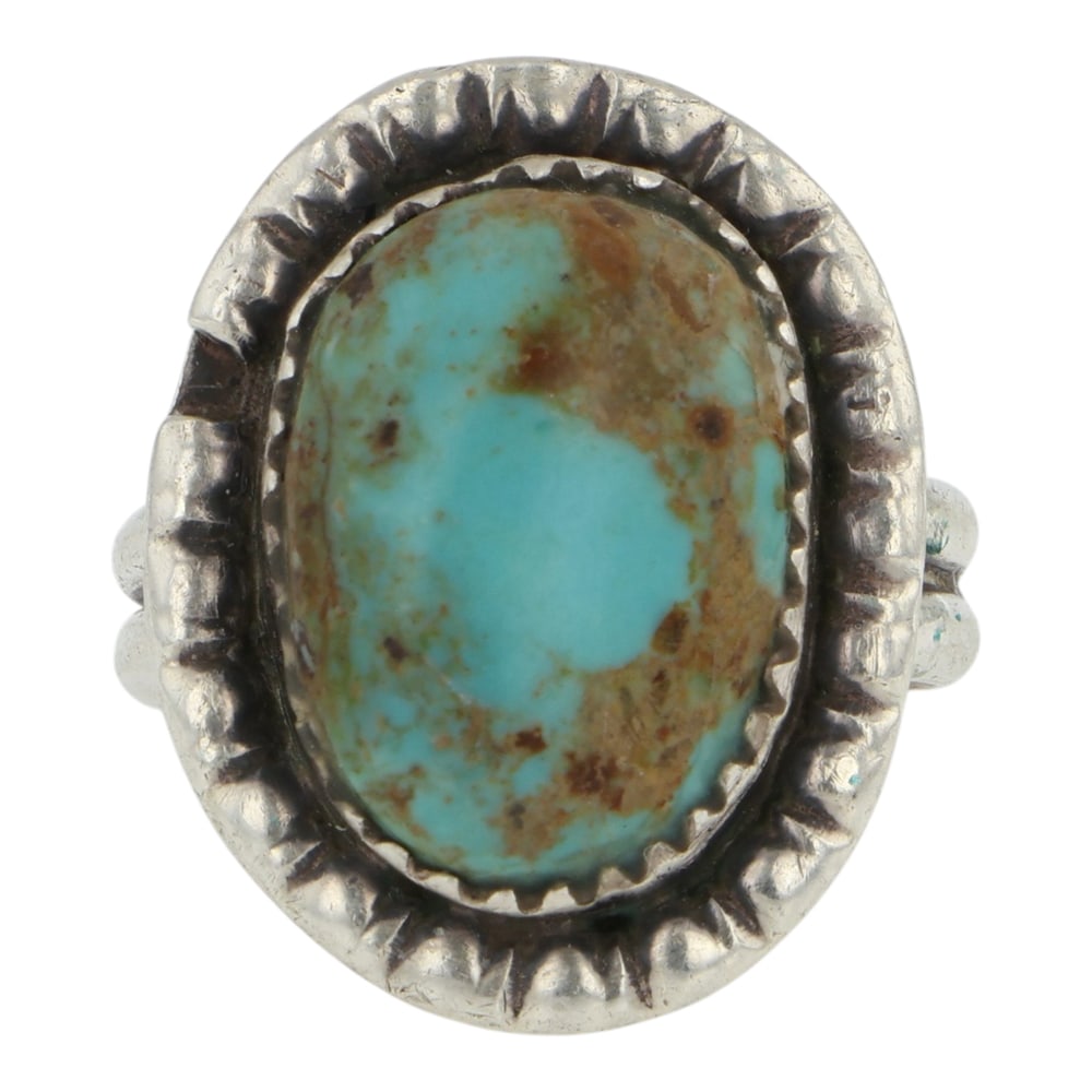 Navajo Nevada Turquoise Ring: Sterling Silver | Genuine Nevada Turquoise | Navajo Nevada Turquoise Ring | Navajo Native American Southwest Indian Jewelry | Good (no breaks or damages) | Approximate Weight: 6 Grams | Ring: 6.5 size