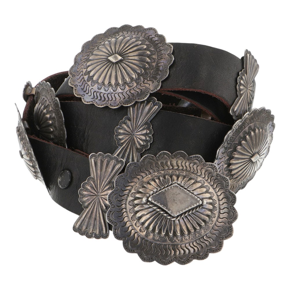 Vintage Navajo Stamp Work Concho Belt (1 of 3)