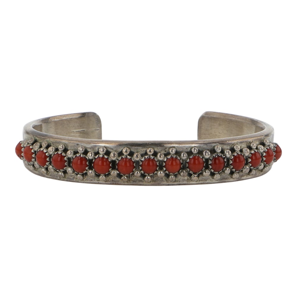 Darrin Livingston Navajo Mediterranean Coral Row Bracelet (1 of 4)