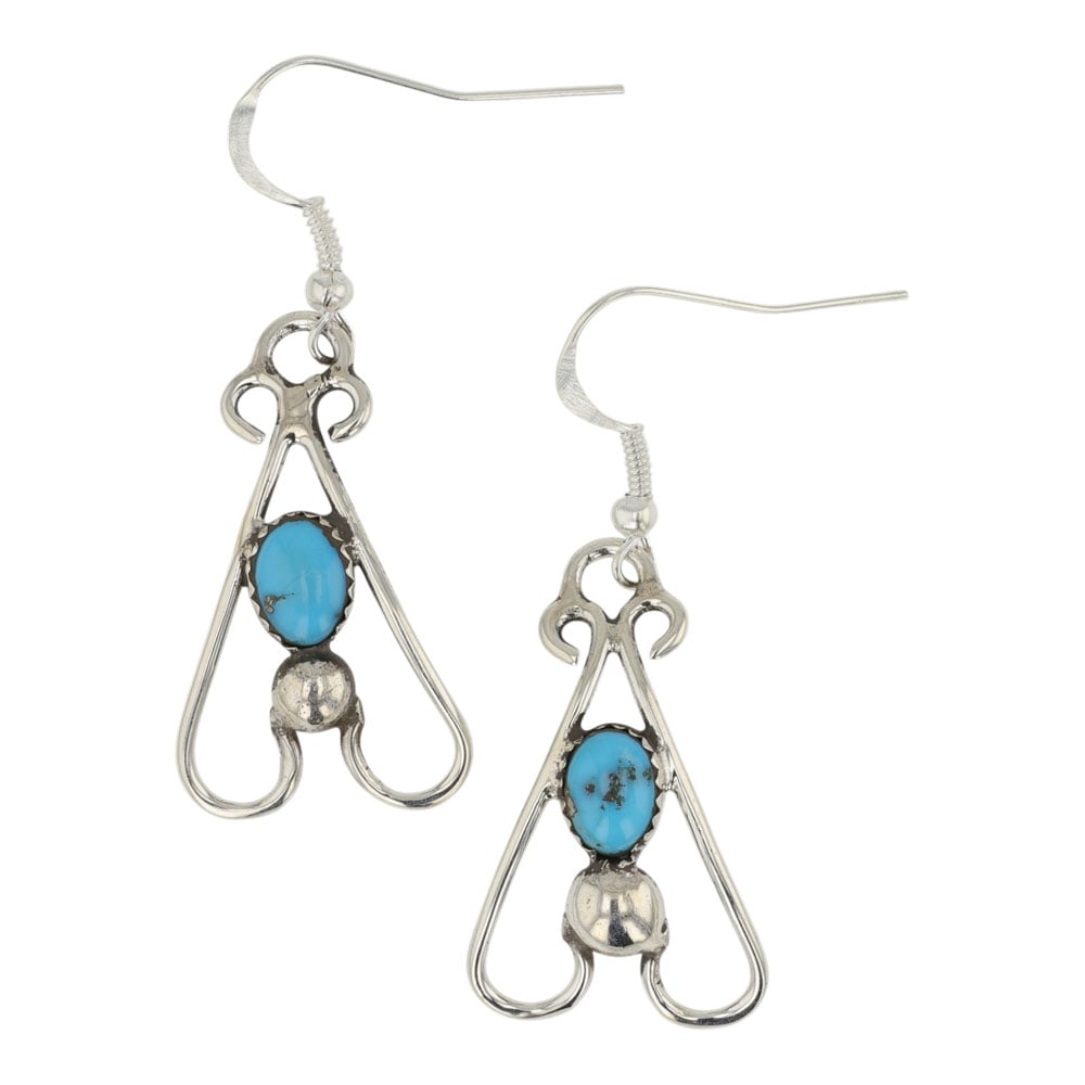 Navajo Kingman Turquoise Earrings: Sterling Silver | Genuine Kingman Turquoise | Navajo Kingman Turquoise Earrings | Navajo Native American Southwest Indian Jewelry | Good (no breaks or damages) | Approximate Weight: 5 Grams | Earrings