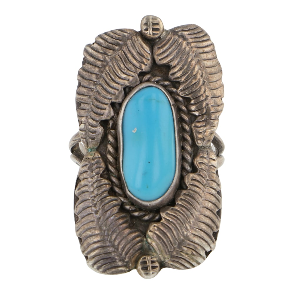 Vintage Navajo Kingman Turquoise Ring: Sterling Silver | Genuine Kingman Turquoise | Vintage Navajo Kingman Turquoise Ring | Navajo Native American Southwest Indian Jewelry | Good (no breaks or damages) | Approximate Weight: 4 Grams | Ring
