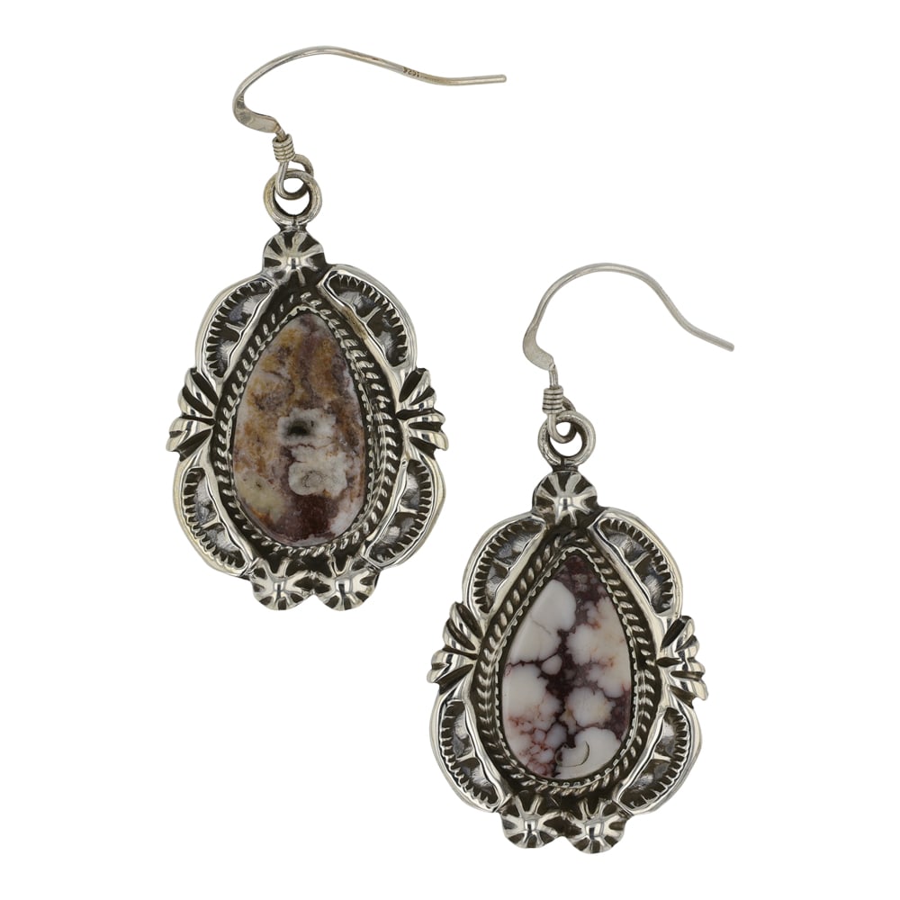 RB Navajo Wild Horse Earrings: Sterling Silver | Genuine Wild Horse | RB Navajo Wild Horse Earrings | Navajo Native American Southwest Indian Jewelry | Good (no breaks or damages) | Approximate Weight: 12 Grams | Earrings: 1.25" x