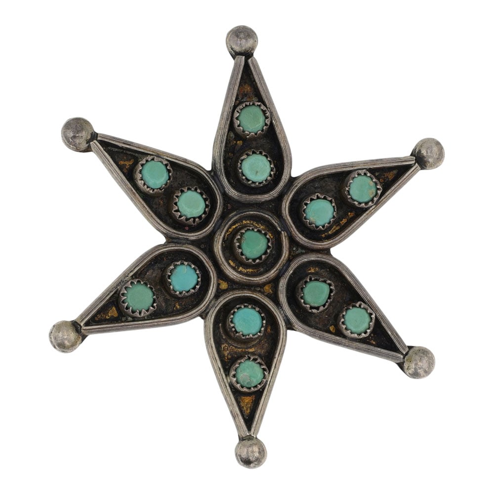 Vintage Navajo Nevada Turquoise Pin: Sterling Silver | Genuine Nevada Turquoise | Vintage Navajo Nevada Turquoise Pin | Navajo Native American Southwest Indian Jewelry | Good (no breaks or damages) | Approximate Weight: 7 Grams | Pin: 1.