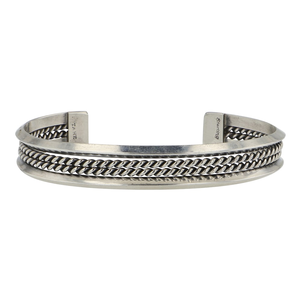Navajo Triangle Wire & Twisted Wires Cuff Bracelet: Sterling Silver | | Navajo Triangle Wire & Twisted Wires Cuff Bracelet | Navajo Native American Southwest Indian Jewelry | Good (no breaks or damages) | Approximate Weight: 17 Grams | Bracelet: