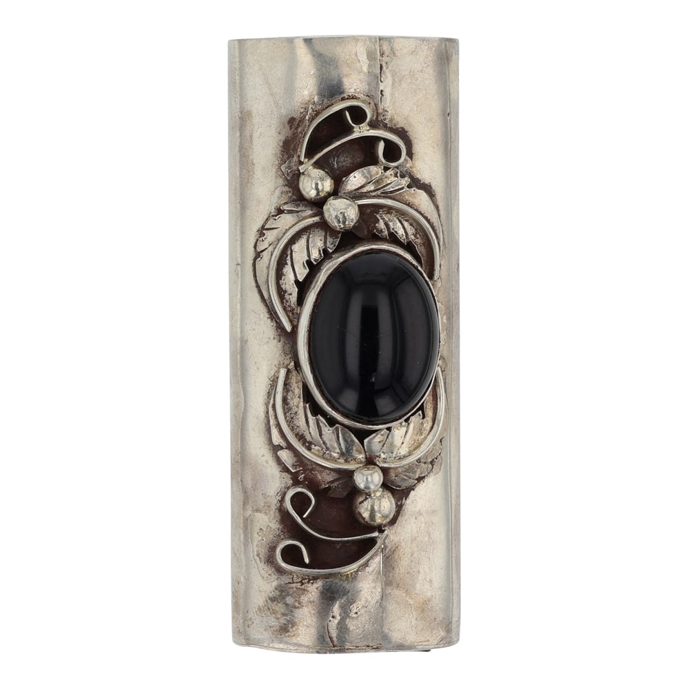 Abel Toledo Navajo Black Onyx Lighter Holder: Sterling Silver | Genuine Black Onyx | Abel Toledo Navajo Black Onyx Lighter Holder | Navajo Native American Southwest Indian Jewelry | Good (no breaks or damages) | Approximate Weight: 31 Grams | Lig