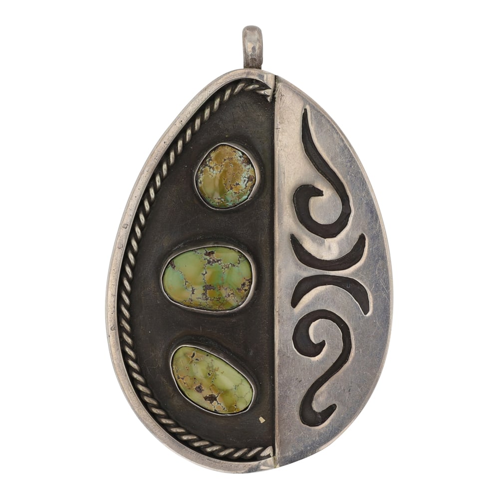 Vintage Navajo Blue Moon Turquoise Pendant: Sterling Silver | Genuine Blue Moon Turquoise | Vintage Navajo Blue Moon Turquoise Pendant | Navajo Native American Southwest Indian Jewelry | Good (no breaks or damages) | Approximate Weight: 28 Gram