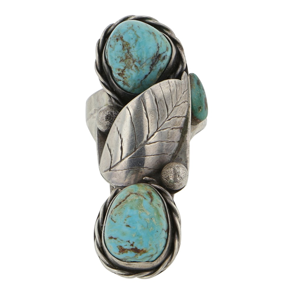 Navajo Nevada Turquoise Two Stone Ring (1 of 3)