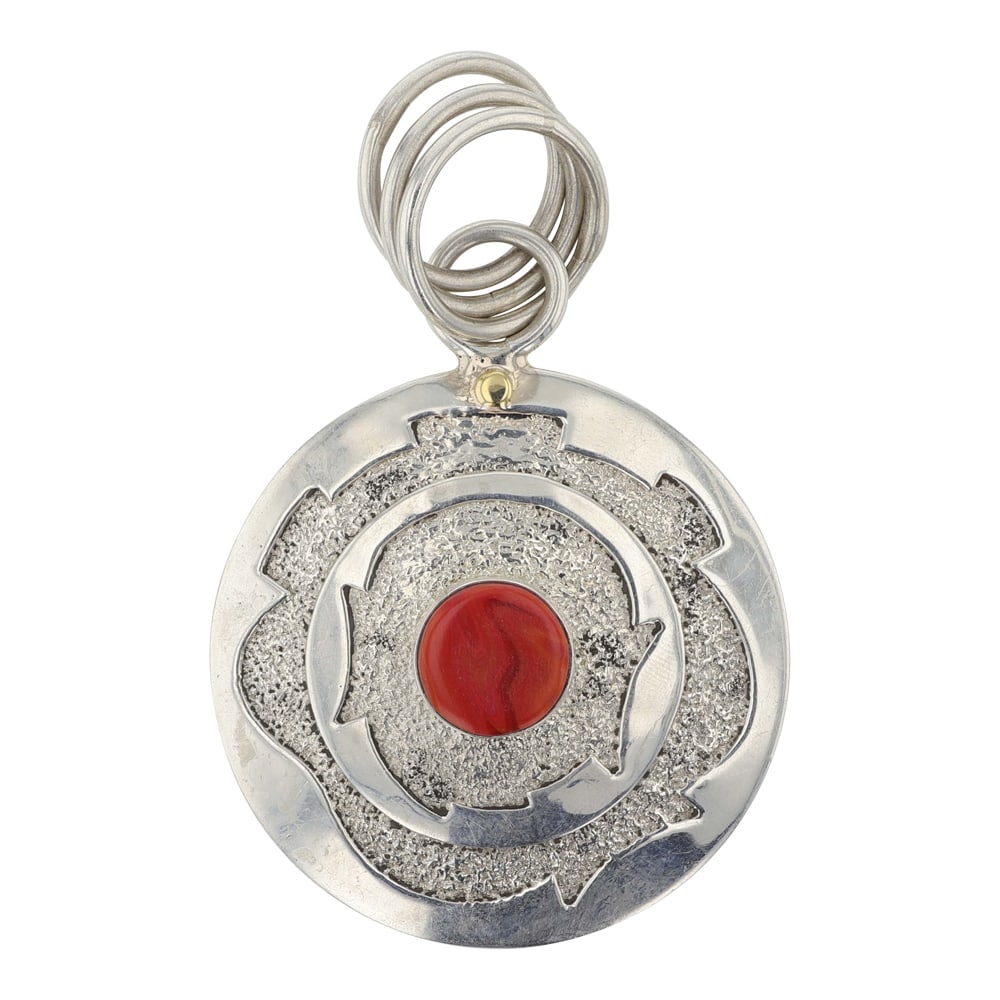 Abraham Peina Talented Zuni Artist Jasper Contemporary Pendant: Sterling Silver | Genuine Jasper | Abraham Peina Talented Zuni Artist Jasper Contemporary Pendant | Zuni Native American Southwest Indian Jewelry | Good (no breaks or damages) | Approximate Weight: 30