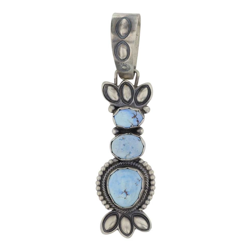 Phillip Begay Navajo Golden Hills Turquoise Pendant: Sterling Silver | Genuine Golden Hills Turquoise | Phillip Begay Navajo Golden Hills Turquoise Pendant | Navajo Native American Southwest Indian Jewelry | Good (no breaks or damages) | Approximate Wei