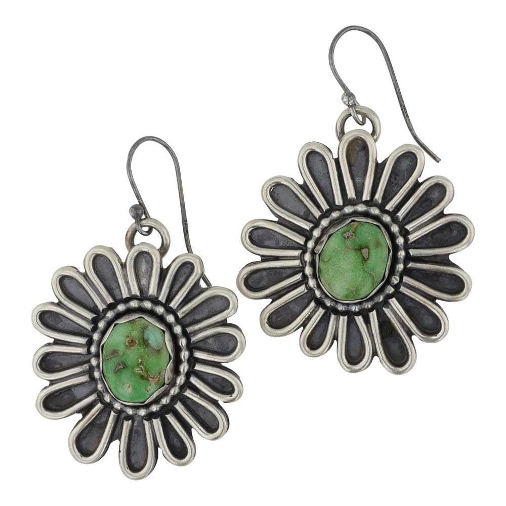 Kobe Martinez Navajo Sonoran Gold Turquoise Earrings: Sterling Silver | Genuine Sonoran Gold Turquoise | Kobe Martinez Navajo Sonoran Gold Turquoise Earrings | Navajo Native American Southwest Indian Jewelry | Good (no breaks or damages) | Approximate We