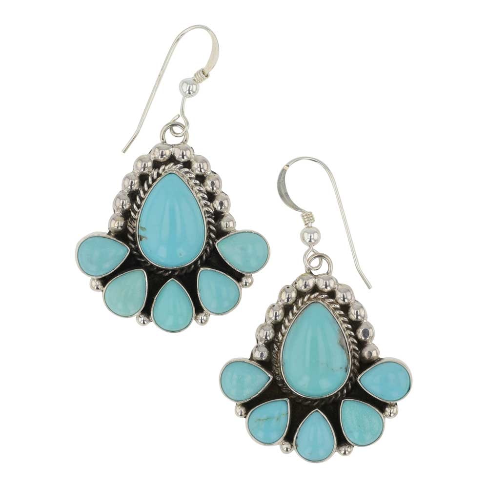 Carol Willie Navajo Campitos Turquoise Earrings: Sterling Silver | Genuine Campitos Turquoise | Carol Willie Navajo Campitos Turquoise Earrings | Navajo Native American Southwest Indian Jewelry | Good (no breaks or damages) | Approximate Weight: 13 