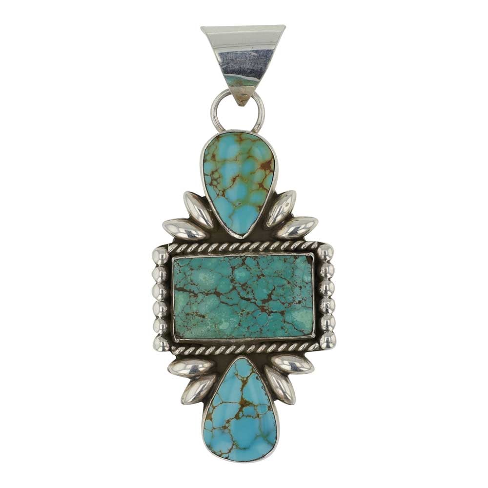 Vintage Navajo Number Eight Turquoise Pendant: Sterling Silver | Genuine Number Eight Turquoise | Vintage Navajo Number Eight Turquoise Pendant | Navajo Native American Southwest Indian Jewelry | Good (no breaks or damages) | Approximate Weight: 1