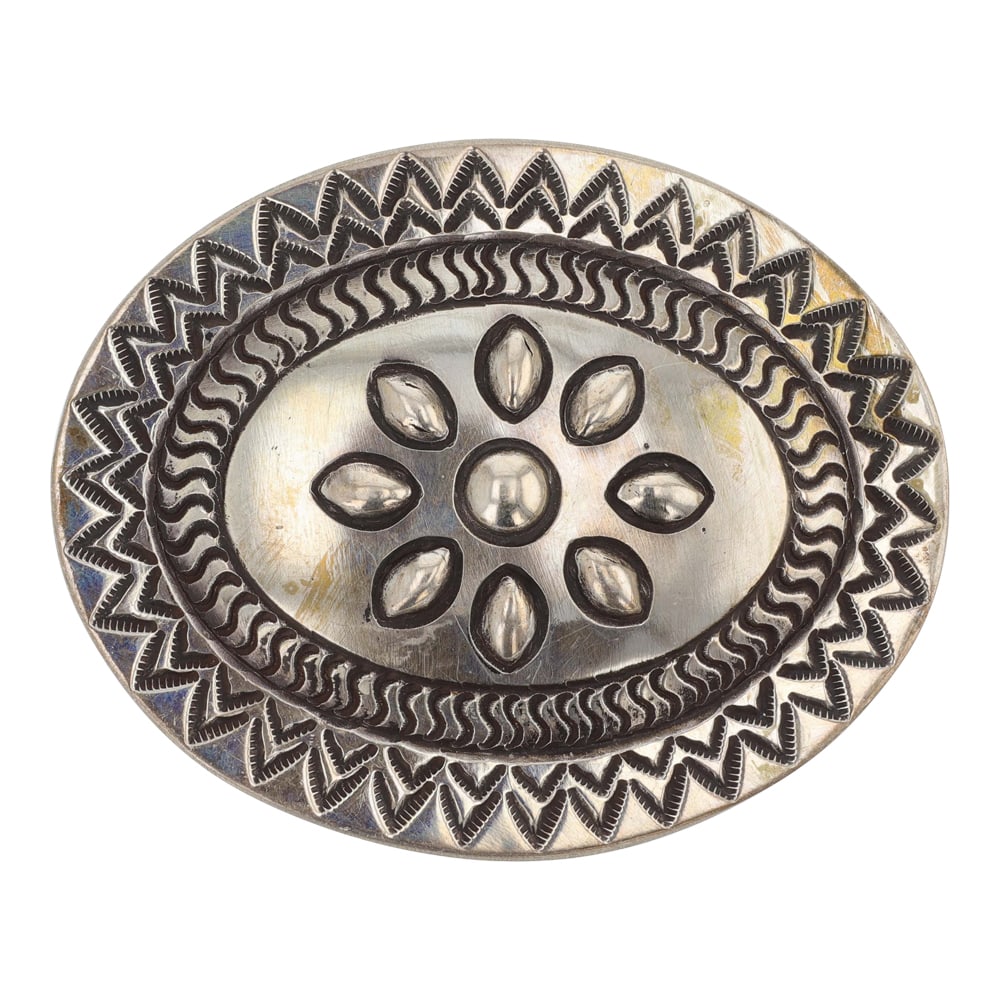 Vintage Navajo Stamp-Work Belt Buckle (1 of 2)