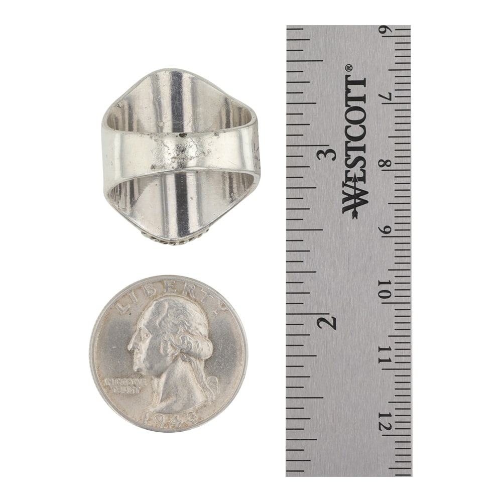 Navajo Leaf work Plain Silver Men's Ring - 2