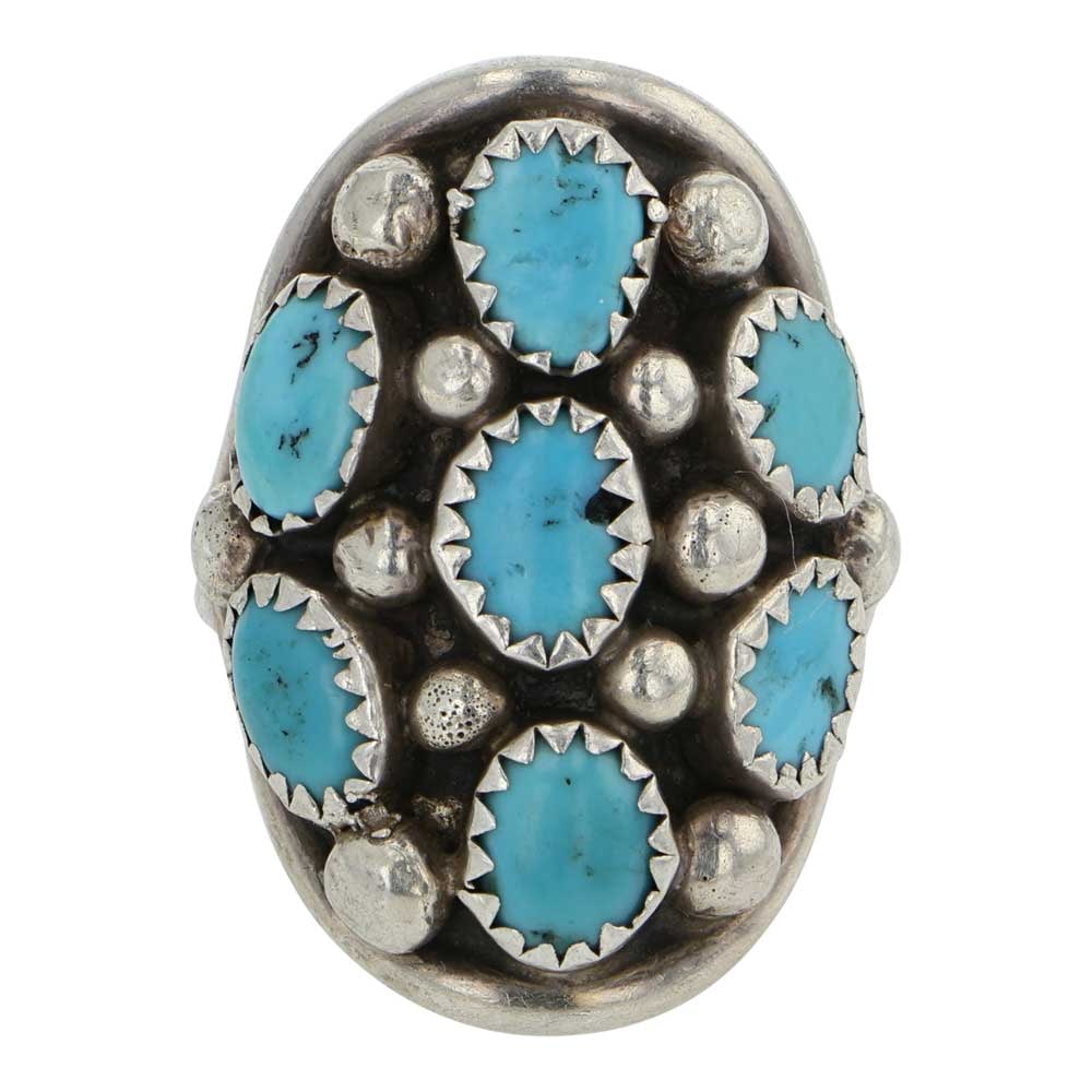 Vintage Navajo Kingman Turquoise Saddle Ring (1 of 3)
