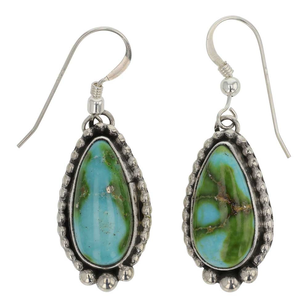 Lee Sandoval Navajo Sonoran Gold Turquoise Earrings: Sterling Silver | Genuine Sonoran Gold Turquoise | Lee Sandoval Navajo Sonoran Gold Turquoise Earrings | Navajo Native American Southwest Indian Jewelry | Good (no breaks or damages) | Approximate Wei