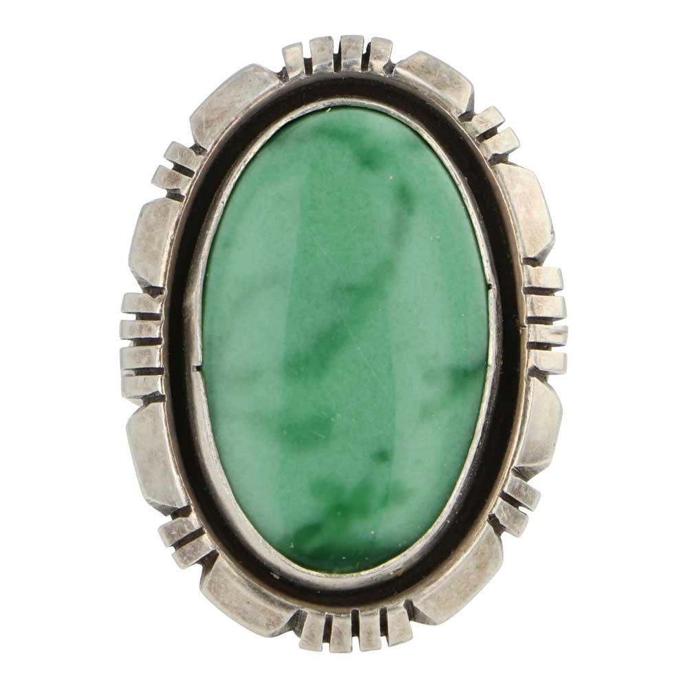 Navajo Variscite Ring: Sterling Silver | Genuine Variscite | Navajo Variscite Ring | Navajo Native American Southwest Indian Jewelry | Good (no breaks or damages) | Approximate Weight: 10 Grams | Ring: 7.5 size, 1.25" x .75