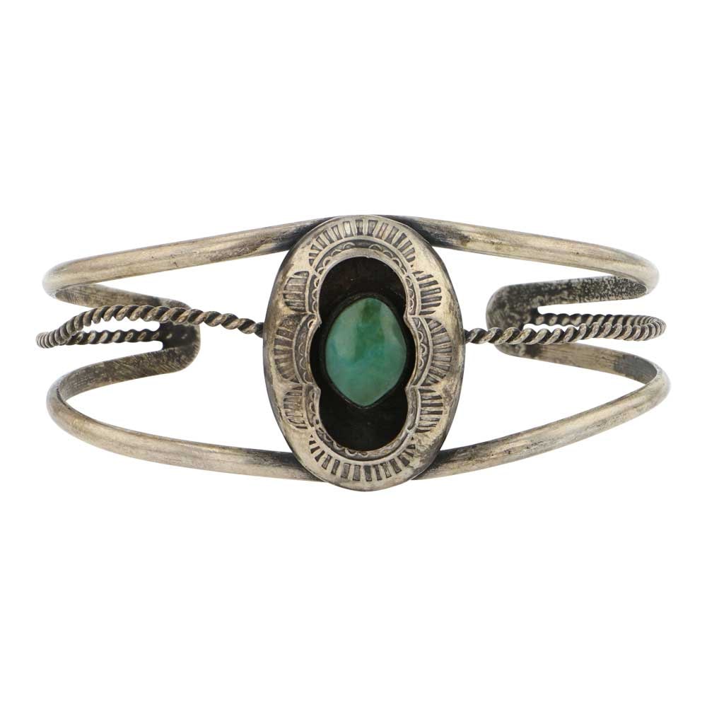 Vintage Navajo Nevada Turquoise Shadowbox Bracelet (1 of 3)