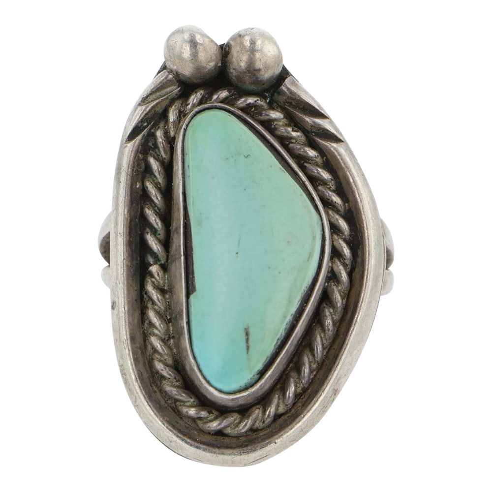 Vintage Navajo Nevada Turquoise Ring: Sterling Silver | Genuine Nevada Turquoise | Vintage Navajo Nevada Turquoise Ring | Navajo Native American Southwest Indian Jewelry | Good (no breaks or damages) | Approximate Weight: 8 Grams | Ring: