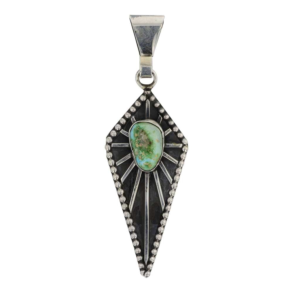 Tom Hawk Navajo Sonoran Gold Turquoise Pendant: Sterling Silver | Genuine Sonoran Gold Turquoise | Tom Hawk Navajo Sonoran Gold Turquoise Pendant | Navajo Native American Southwest Indian Jewelry | Good (no breaks or damages) | Approximate Weight: 