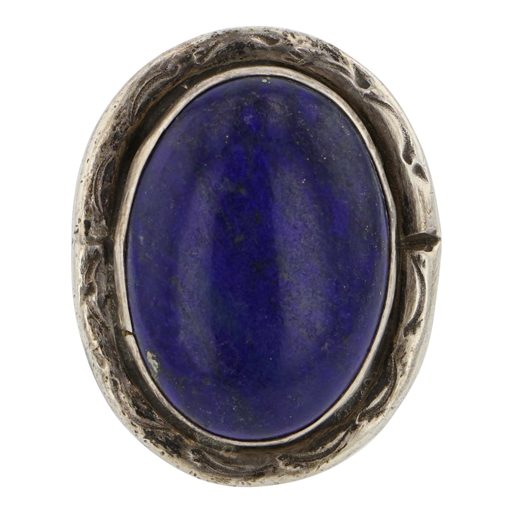 Vintage Navjao Lapis Ring: Sterling Silver | Genuine Lapis | Vintage Navjao Lapis Ring | Navajo Native American Southwest Indian Jewelry | Good (no breaks or damages) | Approximate Weight: 16 Grams | Ring: 8 size, 1.25" x 1" fa