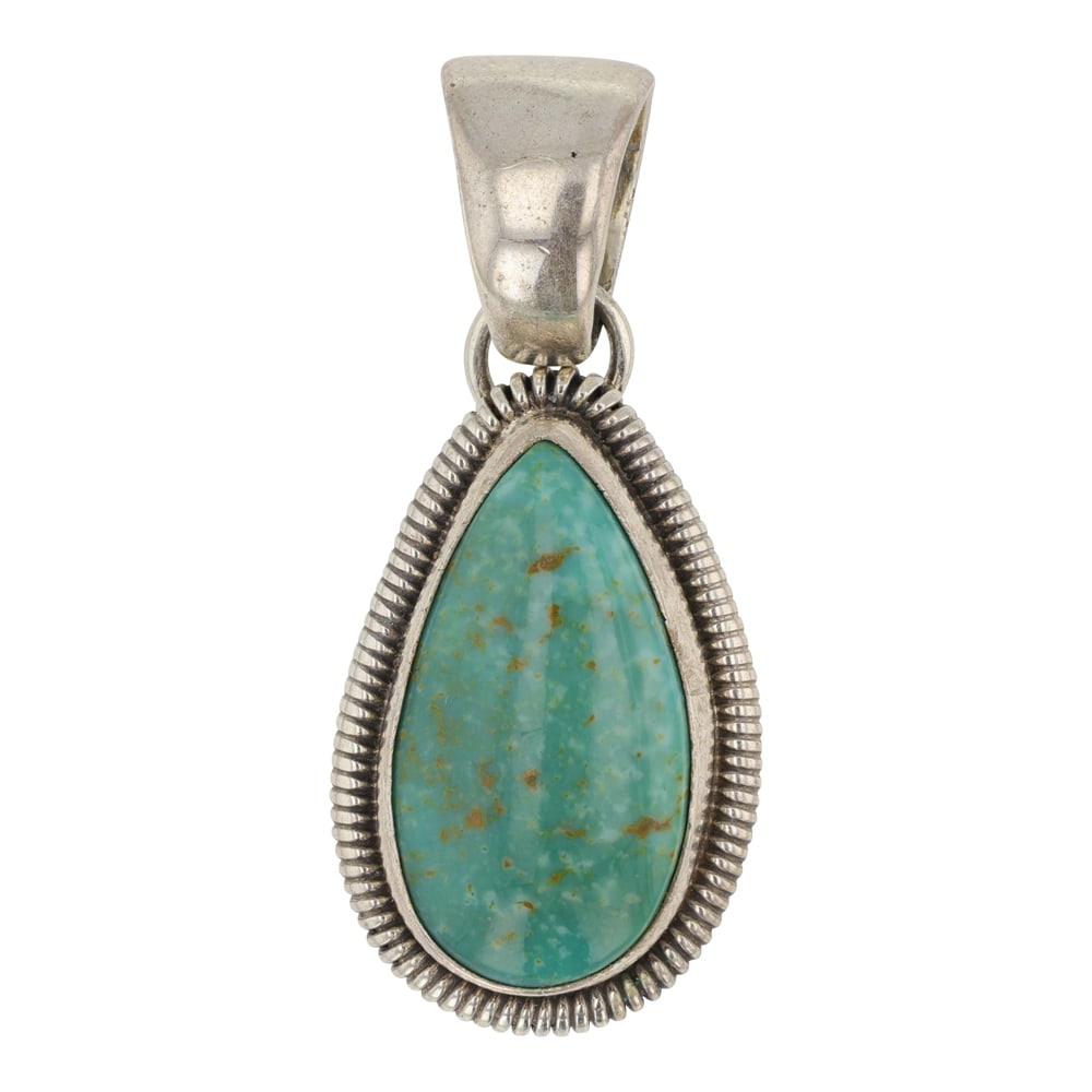 Navajo Fox Turquoise Pendant: Sterling Silver | Genuine Fox Turquoise | Navajo Fox Turquoise Pendant | Navajo Native American Southwest Indian Jewelry | Good (no breaks or damages) | Approximate Weight: 7 Grams | Pendant: 1.5" x .