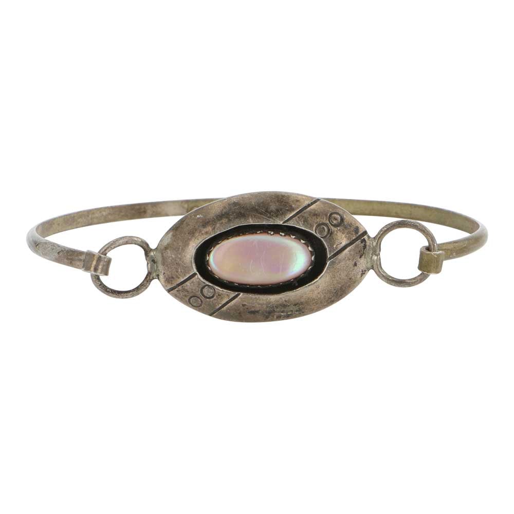 Vintage Navajo Pink Mussel Shell Shadow Box Bracelet (1 of 3)