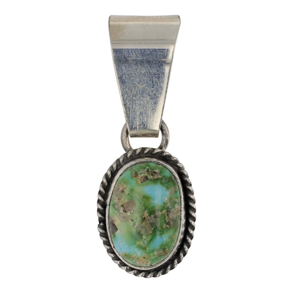 Navajo Sonoran Gold Turquoise Pendant: Sterling Silver | Genuine Sonoran Gold Turquoise | Navajo Sonoran Gold Turquoise Pendant | Navajo Native American Southwest Indian Jewelry | Good (no breaks or damages) | Approximate Weight: 3 Grams |
