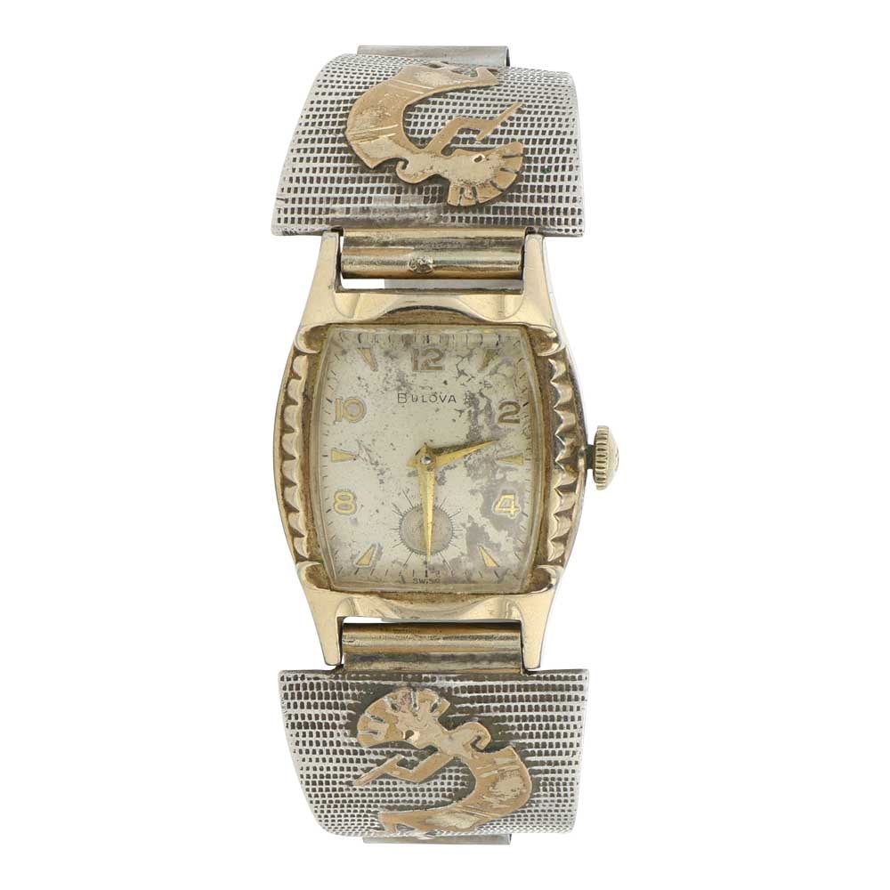 Vintage Navajo Sterling Silver & Gold Filled Watch bracelet: Sterling Silver | | Vintage Navajo Sterling Silver & Gold Filled Watch bracelet | Navajo Native American Southwest Indian Jewelry | Good (no breaks or damages) | Approximate Weight: 48 Grams | Watch: 