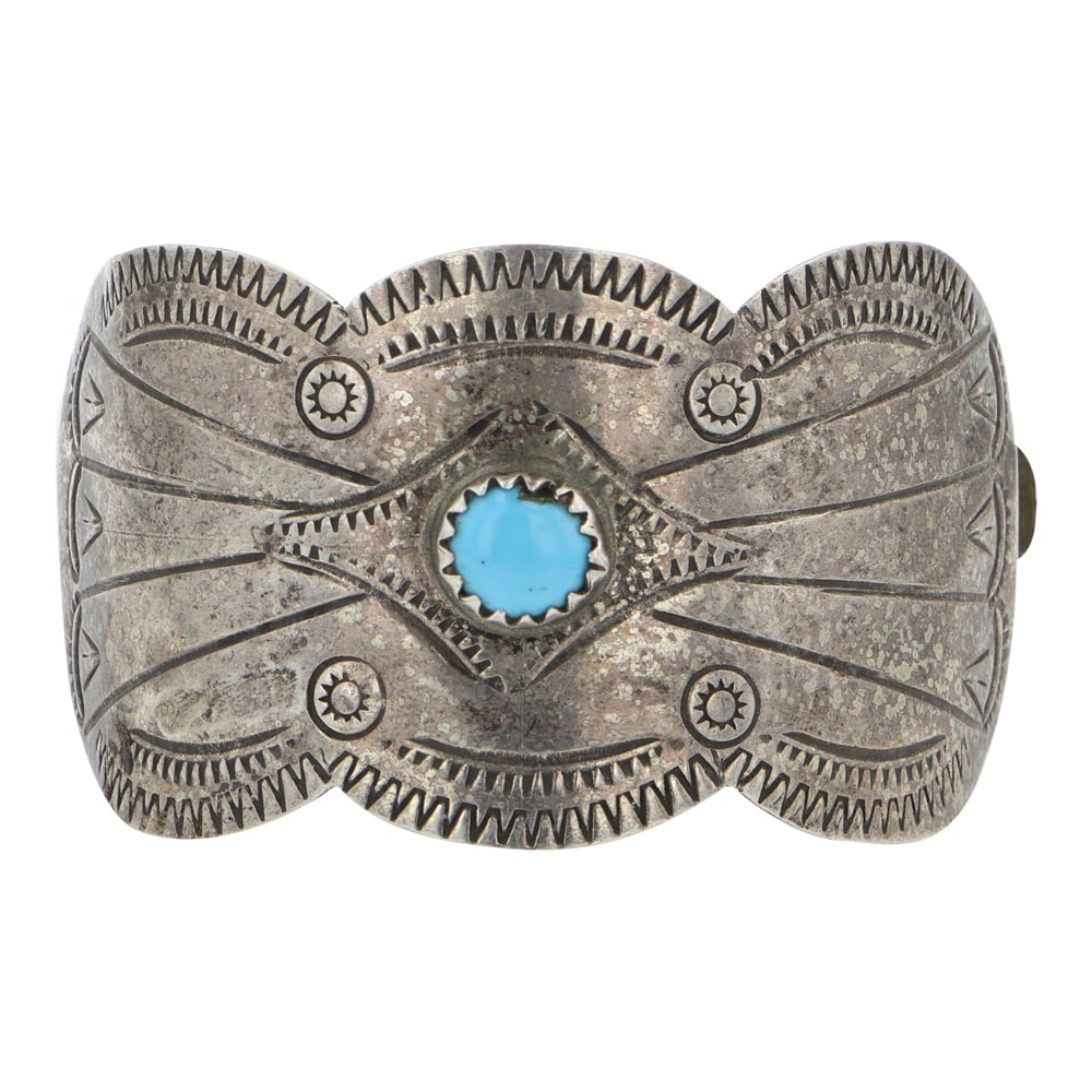 Vintage Navajo Kingman Turquoise Hair Barrette: Sterling Silver | Genuine Kingman Turquoise | Vintage Navajo Kingman Turquoise Hair Barrette | Navajo Native American Southwest Indian Jewelry | Good (no breaks or damages) | Approximate Weight: 9 Gra