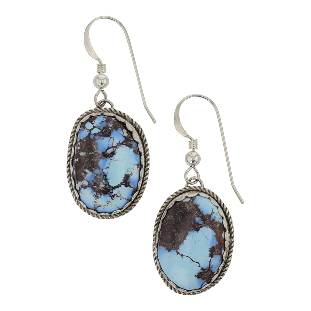 Lee Sandoval Navajo Golden Hills Turquoise Earrings: Sterling Silver | Genuine Golden Hills Turquoise | Lee Sandoval Navajo Golden Hills Turquoise Earrings | Navajo Native American Southwest Indian Jewelry | Good (no breaks or damages) | Approximate Wei