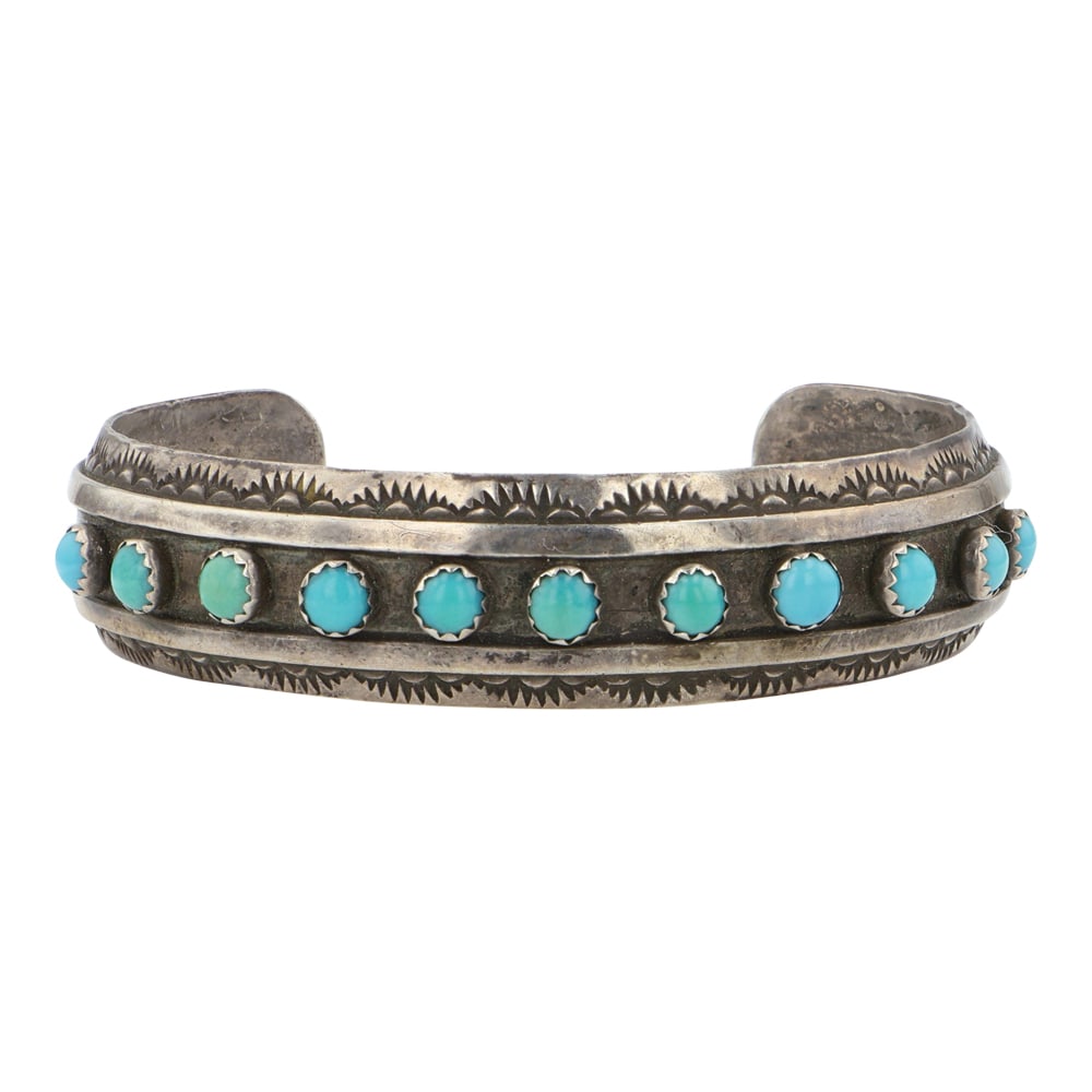 Vintage Navajo Sleeping Beauty Turquoise Bracelet: Sterling Silver | Genuine Sleeping Beauty Turquoise | Vintage Navajo Sleeping Beauty Turquoise Bracelet | Navajo Native American Southwest Indian Jewelry | Good (no breaks or damages) | Approximate We