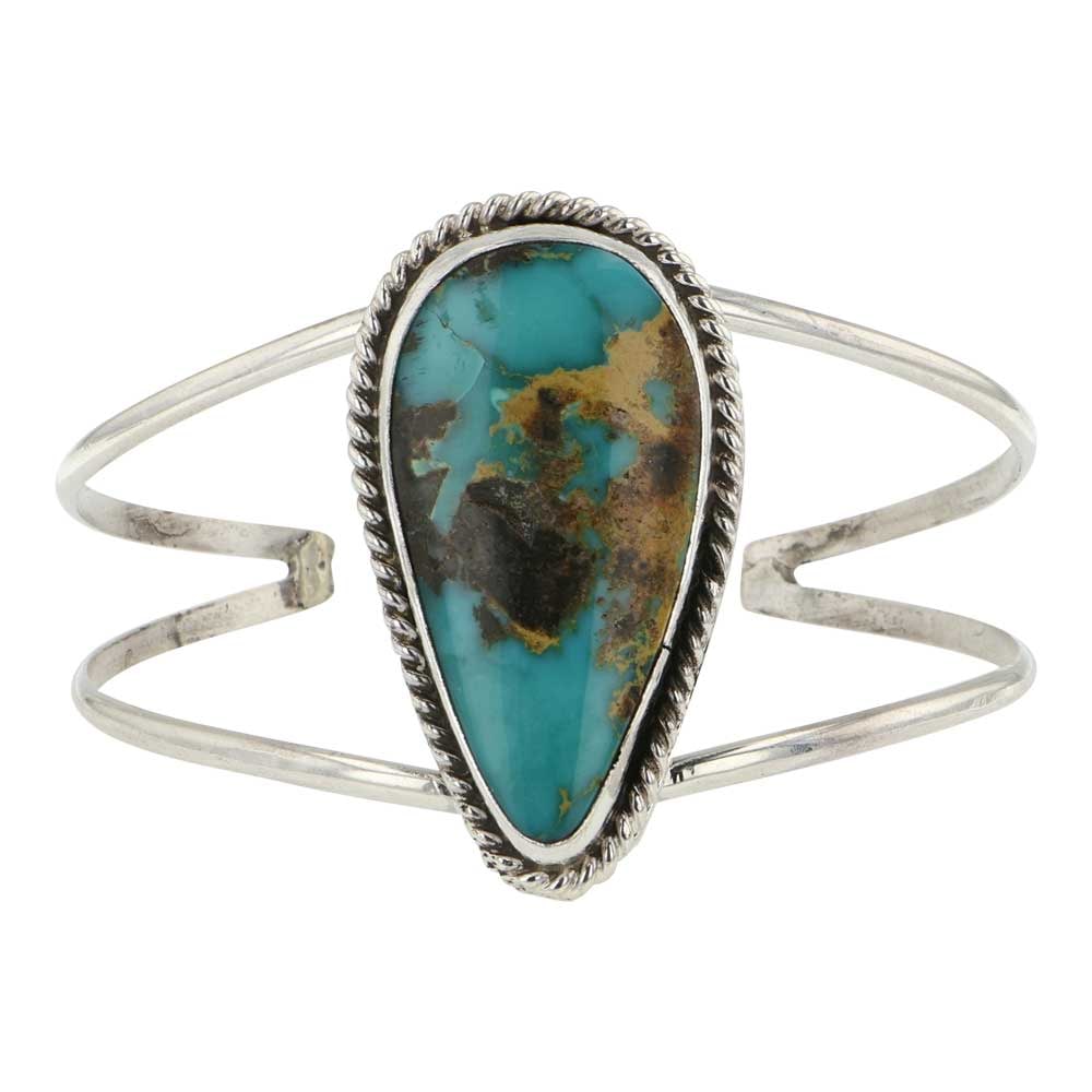 Gilbert Nez Navjao Nevada Turquoise Bracelet: Sterling Silver | Genuine Nevada Turquoise | Gilbert Nez Navjao Nevada Turquoise Bracelet | Navajo Native American Southwest Indian Jewelry | Good (no breaks or damages) | Approximate Weight: 23 Grams