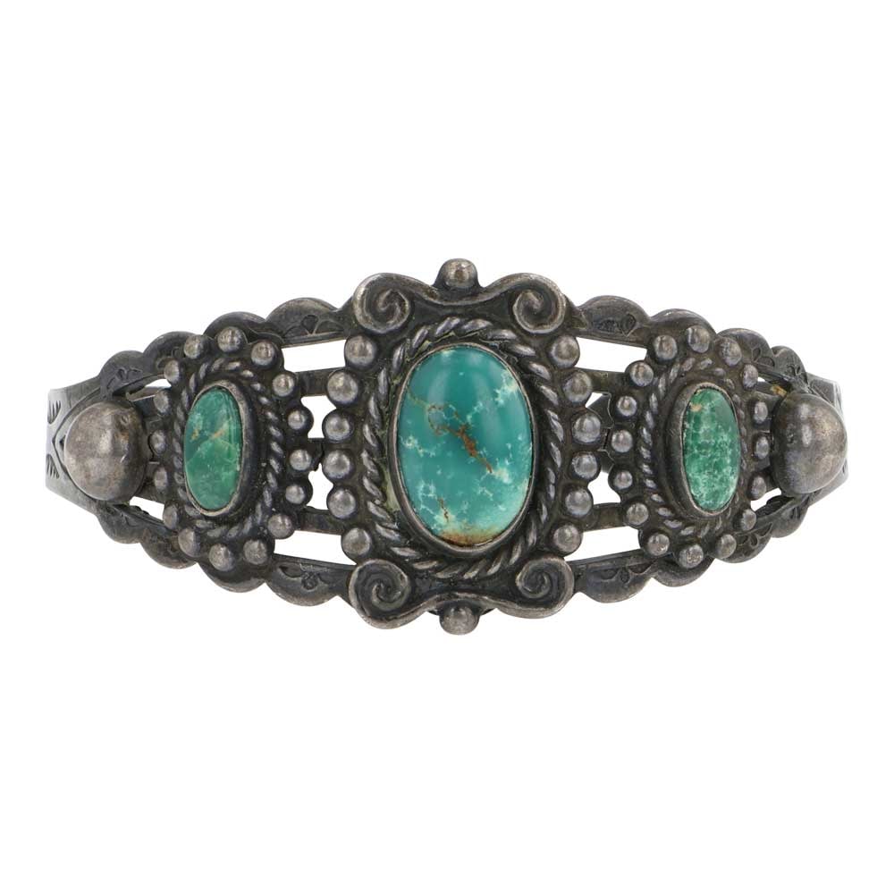 Vintage Fred Harvey Era Fox Turquoise Bracelet: Sterling Silver | Genuine Fox Turquoise | Vintage Fred Harvey Era Fox Turquoise Bracelet | Navajo Native American Southwest Indian Jewelry | Good (no breaks or damages) | Approximate Weight: 24 Grams 