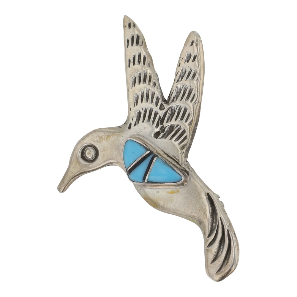 Navajo Turquoise Thunderbird Pin: Sterling Silver | Genuine Turquoise | Navajo Turquoise Thunderbird Pin | Navajo Native American Southwest Indian Jewelry | Good (no breaks or damages) | Approximate Weight: 5 Grams | Pin: 1.5" x 1" ea