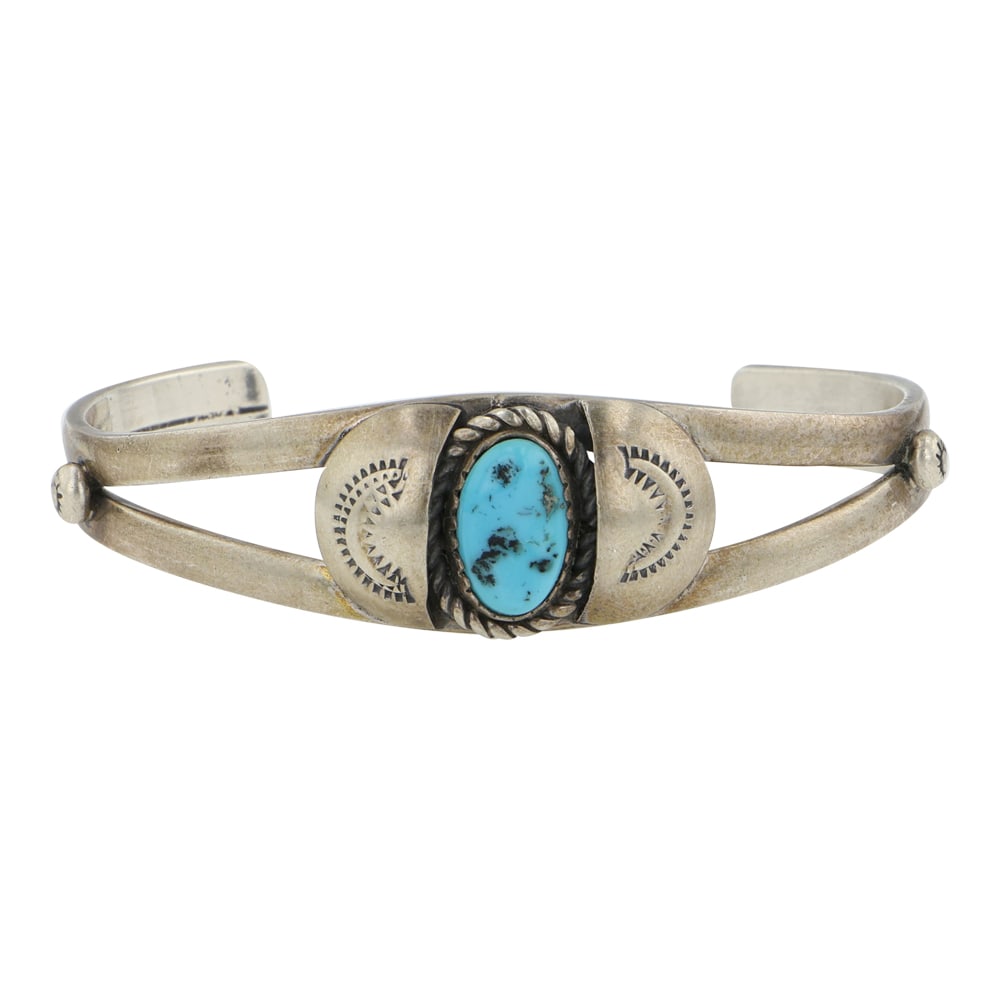 Vintage Navajo Kingman Turquoise Bracelet: Sterling Silver | Genuine Kingman Turquoise | Vintage Navajo Kingman Turquoise Bracelet | Navajo Native American Southwest Indian Jewelry | Good (no breaks or damages) | Approximate Weight: 16 Grams |