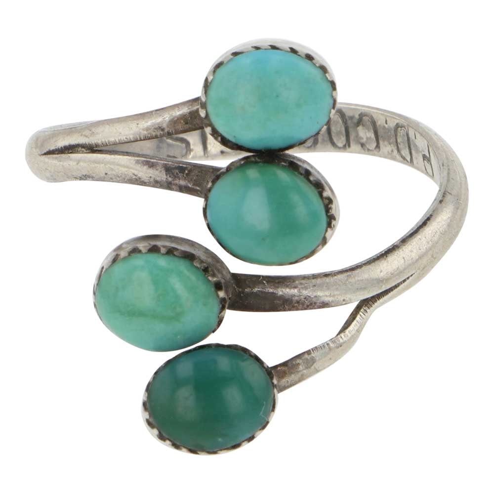 Paylee & Darlene Coonsis Zuni Nevada Turquoise Ring: Sterling Silver | Genuine Nevada Turquoise | Paylee & Darlene Coonsis Zuni Nevada Turquoise Ring | Zuni Native American Southwest Indian Jewelry | Good (no breaks or damages) | Approximate Weight: 2 G