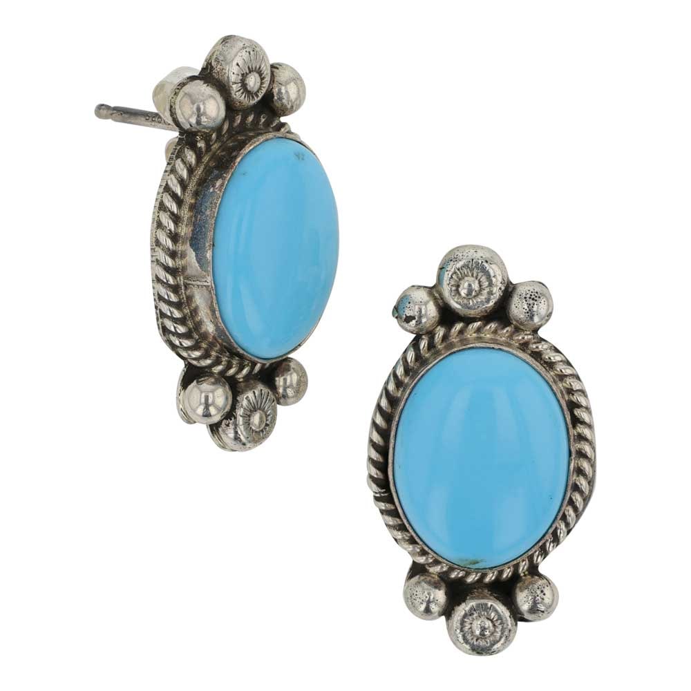 Navajo Kingman Turquoise Earrings: Sterling Silver | Genuine Kingman Turquoise | Navajo Kingman Turquoise Earrings | Navajo Native American Southwest Indian Jewelry | Good (no breaks or damages) | Approximate Weight: 6 Grams | Earrings
