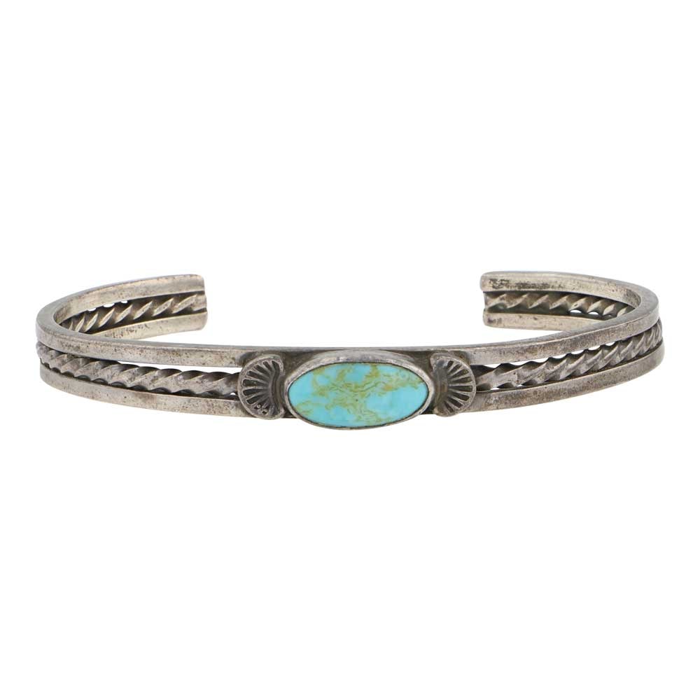 Vintage Navjao Menassa Turquoise Bracelet: Sterling Silver | Genuine Menassa Turquoise | Vintage Navjao Menassa Turquoise Bracelet | Navajo Native American Southwest Indian Jewelry | Good (no breaks or damages) | Approximate Weight: 18 Grams |