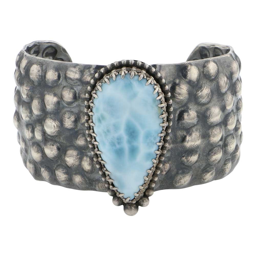 Navajo Larimar Gallery Wire Cuff Bracelet: Sterling Silver | Genuine Larimar | Navajo Larimar Gallery Wire Cuff Bracelet | Navajo Native American Southwest Indian Jewelry | Good (no breaks or damages) | Approximate Weight: 96 Grams | Bracelet:
