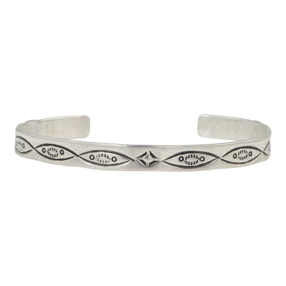 Navajo Stamp-Work Bracelet: Sterling Silver | | Navajo Stamp-Work Bracelet | Navajo Native American Southwest Indian Jewelry | Good (no breaks or damages) | Approximate Weight: 12 Grams | Bracelet: 5.75" inner, 1" gap, 6.75" tot