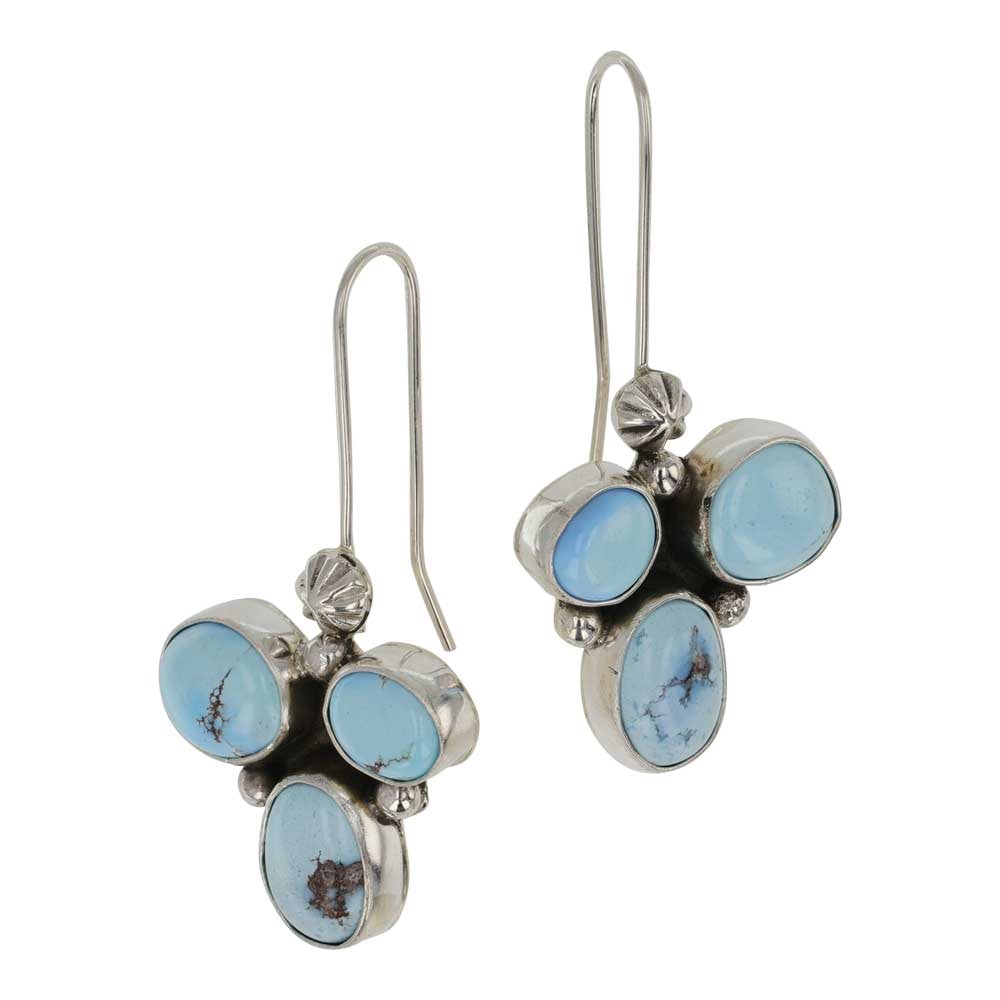 Eula Willie Navajo Golden Hills Turquoise Earrings: Sterling Silver | Genuine Golden Hills Turquoise | Eula Willie Navajo Golden Hills Turquoise Earrings | Navajo Native American Southwest Indian Jewelry | Good (no breaks or damages) | Approximate Weig