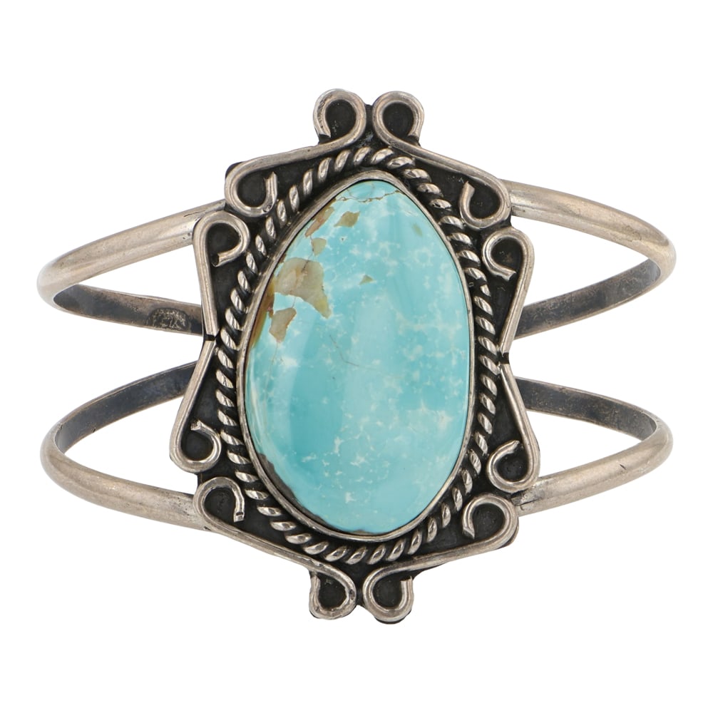 Vintage Navajo Nevada Turquoise Bracelet: Sterling Silver | Genuine Nevada Turquoise | Vintage Navajo Nevada Turquoise Bracelet | Navajo Native American Southwest Indian Jewelry | Good (no breaks or damages) | Approximate Weight: 34 Grams | B