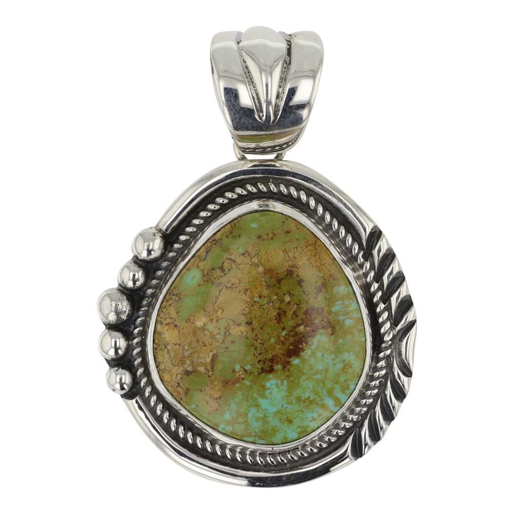 Joelias Draper Navajo Nevada Turquoise Pendant: Sterling Silver | Genuine Nevada Turquoise | Joelias Draper Navajo Nevada Turquoise Pendant | Navajo Native American Southwest Indian Jewelry | Good (no breaks or damages) | Approximate Weight: 17 Gra