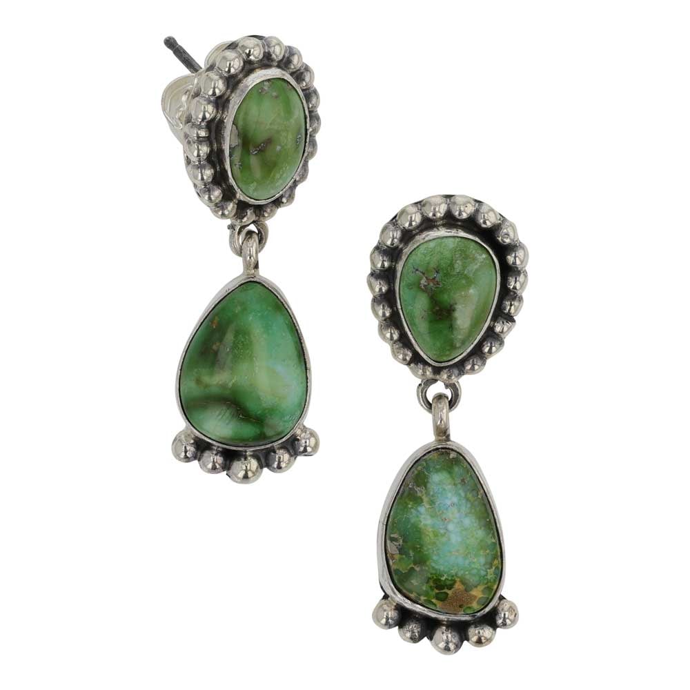 Della Wyllie Navajo Sonoran Gold Turquoise Earrings: Sterling Silver | Genuine Sonoran Gold Turquoise | Della Wyllie Navajo Sonoran Gold Turquoise Earrings | Navajo Native American Southwest Indian Jewelry | Good (no breaks or damages) | Approximate Wei