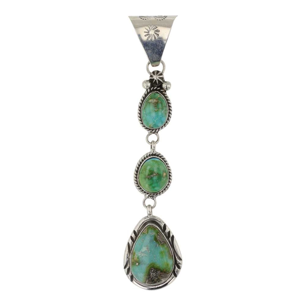 Navajo Sonoran Gold Turquoise Graduated Pendant: Sterling Silver | Genuine Sonoran Gold Turquoise | Navajo Sonoran Gold Turquoise Graduated Pendant | Navajo Native American Southwest Indian Jewelry | Good (no breaks or damages) | Approximate Weight: