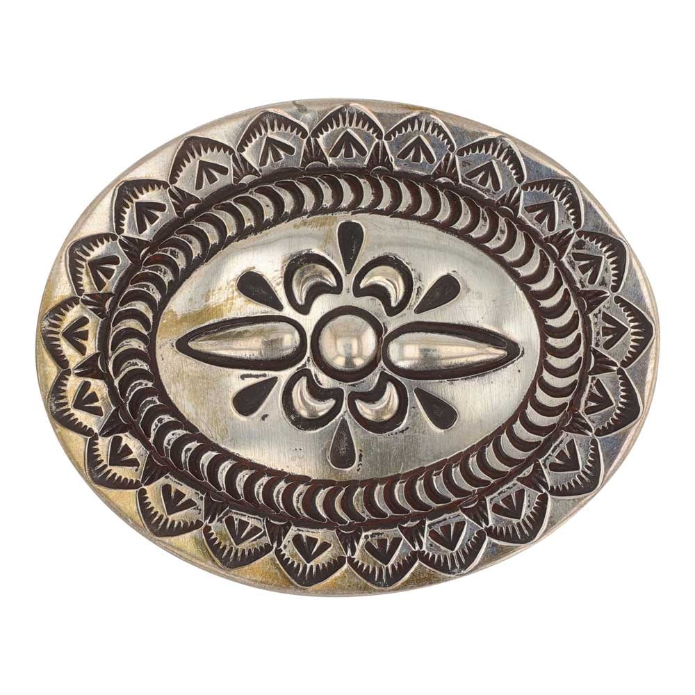 Navajo Stamp-Work & Bump out Belt Buckle: Sterling Silver | | Navajo Stamp-Work & Bump out Belt Buckle | Navajo Native American Southwest Indian Jewelry | Good (no breaks or damages) | Approximate Weight: 40 Grams | Buckle: 2.75" x 2" | Signe