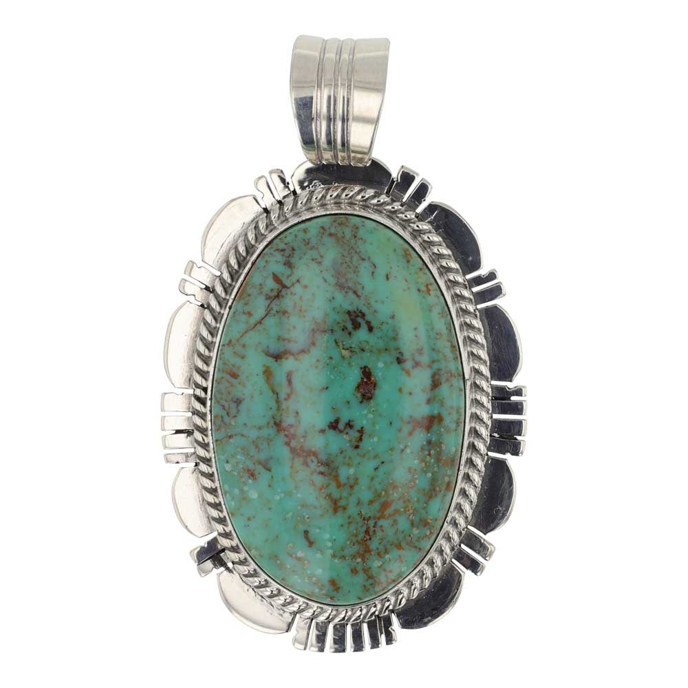 Will Denetdale Navajo Nevada Turquoise Pendant: Sterling Silver | Genuine Nevada Turquoise | Will Denetdale Navajo Nevada Turquoise Pendant | Navajo Native American Southwest Indian Jewelry | Good (no breaks or damages) | Approximate Weight: 17 Gra